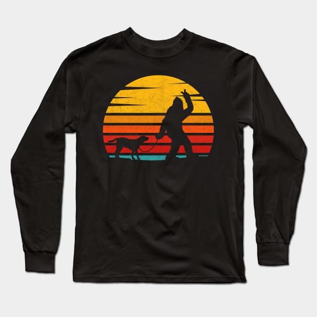 Vintage Retro Bigfoot Walking Labrador Long Sleeve T-Shirt by heidiki.png